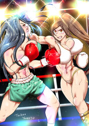 Rule 34 | 2girls, boxing, catfight, commission, multiple girls, muscular, muscular female, original, pixiv commission, ryona, tagme, yasuda makoto