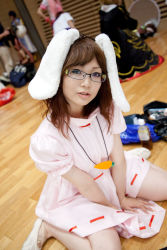 Rule 34 | asian, cosplay, dress, female focus, glasses, inaba tewi, inaba tewi (cosplay), photo (medium), pink dress, touhou