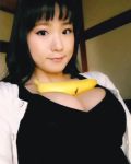 Rule 34 | 1girl, animated, asian, banana, black hair, breasts, cleavage, food, fruit, highres, japanese (nationality), large breasts, looking at viewer, photo (medium), sexually suggestive, shibuya kaho, solo, sound, tagme, video
