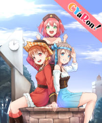 Rule 34 | 3girls, aqua eyes, blue eyes, commentary, commentary request, cyaron! (love live!), gold trim, grey hair, hat, highres, kanabun, kinmirai happy end, kurosawa ruby, love live!, love live! sunshine!!, multiple girls, orange hair, pink hair, pirate, pirate costume, pirate hat, red eyes, short twintails, takami chika, twintails, watanabe you