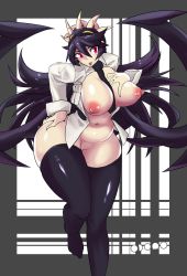 Rule 34 | 1girl, breasts, filia (skullgirls), highres, large breasts, long hair, nipples, plump, purple hair, red eyes, samson (skullgirls), skullgirls, slit pupils, solo, thick thighs, thighs, wide hips