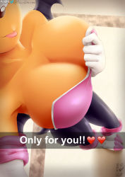 Rule 34 | 1girl, absurdres, bare shoulders, boots, breasts, cleavage, closed mouth, collarbone, elbow gloves, from above, furry, furry female, gloves, head out of frame, highres, large breasts, leggings, lips, rouge the bat, selfie, solo, sonic (series), standing, tail, viejillox, white gloves