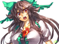 Rule 34 | 1girl, :o, black hair, bow, hair between eyes, hair bow, highres, long hair, looking at viewer, melon22, red eyes, reiuji utsuho, signature, simple background, sketch, solo, third eye, touhou, white background