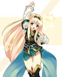 Rule 34 | alicia (valkyrie profile 2), blonde hair, blue eyes, hairband, highres, long hair, open mouth, skirt, smile, valkyrie profile (series), valkyrie profile 2: silmeria