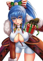 Rule 34 | 1girl, blue eyes, blue hair, breasts, cleavage, highres, large breasts, leona heidern, ponytail, snk, tagme, the king of fighters