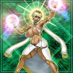 Rule 34 | 1girl, abdominal hair, armpit hair, bare shoulders, blonde hair, blush, breasts, duel monster, female focus, female pubic hair, happy trail, huge breasts, jewelry, kunaboto, legs, lightsworn, looking at viewer, lumina lightsworn summoner, magic, magic circle, naughty face, nipples, one breast out, piercing, pubic hair, pubic hair peek, short hair, solo, underwear, wide hips, yu-gi-oh!, yu-gi-oh! duel monsters
