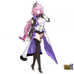 Rule 34 | 1girl, artist request, black gloves, black shorts, blue eyes, boots, breasts, cleavage, elf, elysia (honkai impact), elysia (miss pink elf) (honkai impact), gloves, hair ornament, honkai (series), honkai impact 3rd, large breasts, long hair, long sleeves, looking at viewer, official art, pink hair, pointy ears, shorts, single glove, smile, standing, thigh boots, thighhighs, transparent background