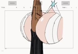Rule 34 | 2girls, animated, between breasts, bleach, bouncing breasts, breasts, concept art, dark-skinned female, dark skin, disembodied breast, disembodied hand, hand between breasts, huge breasts, inoue orihime, multiple girls, official art, shihouin yoruichi, storyboard, tagme, video