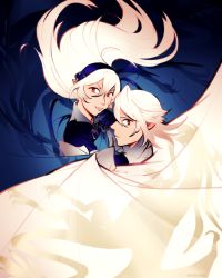 Rule 34 | 1boy, 1girl, cape, corrin (female) (fire emblem), corrin (fire emblem), corrin (male) (fire emblem), dual persona, fire emblem, fire emblem fates, hairband, hoursago, looking at viewer, nintendo, pointy ears, red eyes, silver hair