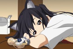 Rule 34 | animal ears, cat ears, jophiel, k-on!, kotobuki tsumugi, mini person, minigirl, nakano azusa, school uniform, sleeping, tagme