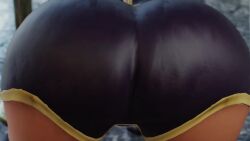 1girl animated ass ass_shake bare_shoulders black_shorts capcom dark-skinned_female dark_skin female_focus highres huge_ass kishi3d menat purple_hair short_hair shorts solo street_fighter street_fighter_v thick_thighs thighs twerking video