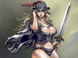 Rule 34 | 1girl, amazon lily, amazon warrior, aphelandra, breasts, cleavage, hat, homex, large breasts, md5 mismatch, navel, one piece, solo, sword, weapon