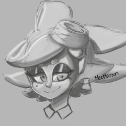 Rule 34 | + +, 1girl, artist name, closed mouth, domino mask, earrings, face, female focus, grey background, greyscale, half-closed eyes, happy, highres, jewelry, marie (splatoon), mask, mezmaroon, mole, mole under eye, monochrome, nintendo, object on head, pointy ears, short hair, signature, simple background, sketch, smile, solo, splatoon (series), splatoon 1, tentacle hair, tentacles