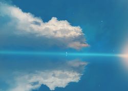 Rule 34 | bird, blue sky, cloud, day, highres, mirror image, mirrored, mirrored sky, no humans, original, reflection, scenery, sky, vofan
