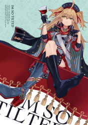 Rule 34 | 1girl, admiral hipper (azur lane), ahoge, aiguillette, alcohol, armband, armpit cutout, artist name, asymmetrical legwear, azur lane, blonde hair, blue thighhighs, blush, unworn boot, boots, buttons, choker, closed mouth, clothing cutout, coat, collarbone, cross, crossed legs, cup, double-breasted, drinking glass, epaulettes, feet, foot focus, gloves, green eyes, hair between eyes, hair ornament, hair ribbon, hand up, hat, headgear, high heel boots, high heels, highres, holding, holding cup, holding drinking glass, iron cross, jacket, jacket on shoulders, kneehighs, long hair, long sleeves, looking away, luicent, military, military uniform, multicolored clothes, red gloves, red soles, ribbon, sash, shirt, shoes, single kneehigh, single shoe, single sock, single thighhigh, sitting, sleeve cuffs, sleeves rolled up, socks, solo, tassel, thighhighs, toes, tsurime, two side up, uneven legwear, uniform, white background, wine, wine glass, wristband