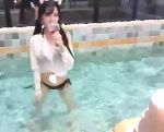Rule 34 | 2girls, animated, asian, bikini, black hair, breasts, cleavage, drinking, glass, looking at viewer, multiple girls, photo (medium), pool, source request, swimsuit, tagme, thighs, video, wet