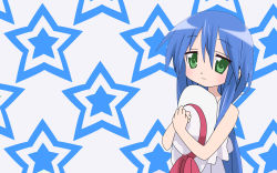 Rule 34 | 00s, hair between eyes, hat, highres, izumi kanata, lucky star, solo, vector trace, wallpaper, white hat