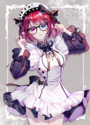 Rule 34 | 1girl, absurdres, blue eyes, glasses, hat, heterochromia, highres, hololive, hololive english, irys (hololive), long sleeves, looking at viewer, red eyes, short hair, solo, sowon, virtual youtuber