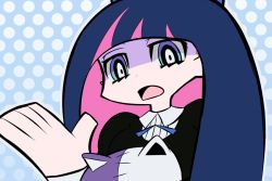 Rule 34 | 10s, colored inner hair, colorized, jadf, long hair, multicolored hair, open mouth, panty &amp; stocking with garterbelt, simple background, solo, stocking (psg), stuffed toy