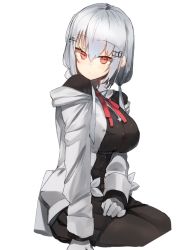 Rule 34 | 1girl, bad id, bad pixiv id, black pantyhose, black shirt, black skirt, blush, breasts, closed mouth, commentary request, cowboy shot, cropped legs, gloves, hair ornament, hairclip, hakase fuyuki, hakase fuyuki (1st costume), jacket, lab coat, large breasts, long sleeves, looking at viewer, low twintails, miniskirt, nijisanji, open clothes, open jacket, pantyhose, red eyes, red neckwear, red ribbon, ribbon, shirt, silver hair, sitting, sketch, skirt, solo, suminagashi, twintails, unworn jacket, virtual youtuber, white gloves, white jacket