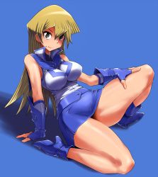Rule 34 | 1girl, bad id, bad pixiv id, blonde hair, breasts, curvy, duel academy uniform (yu-gi-oh! gx), fingerless gloves, gloves, hand on thigh, highres, hun (uyonis), impossible clothes, impossible shirt, large breasts, legs, long hair, miniskirt, obelisk blue uniform, shirt, skirt, solo, tenjouin asuka, thick thighs, thighs, yu-gi-oh!, yu-gi-oh! gx