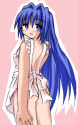 Rule 34 | 1girl, apron, blue hair, kanon, long hair, minase nayuki, murabito, naked apron, solo