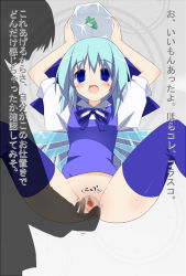 Rule 34 | blue hair, blush, chikyuujin a, cirno, fairy, frog, ice, pussy, time stop, touhou, translation request, uncensored
