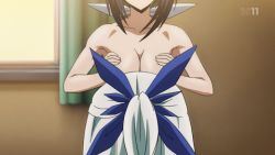 Rule 34 | 10s, 2girls, animated, animated gif, blue hair, grabbing another&#039;s breast, breast press, breasts squeezed together, breasts, censored, convenient censoring, convenient head, curtains, female focus, grabbing, hair ornament, hair ribbon, head out of frame, indoors, kaminashi nozomi, keijo!!!!!!!!, large breasts, long hair, lowres, miyata sayaka, multiple girls, ponytail, ribbon, standing, topless frame, upper body, white hair, window