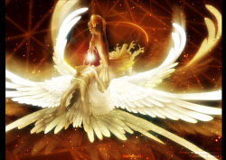 Rule 34 | 1girl, angel wings, bad id, bad pixiv id, belt, claws, death (entity), glaring, grim reaper, multiple wings, orb, original, seraph, wings, yuanmaru