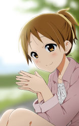 Rule 34 | 1girl, brown eyes, brown hair, hirasawa ui, k-on!, kakiuchi itsuki, ponytail, short hair, smile, solo