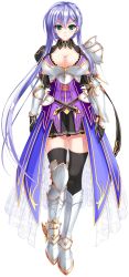 Rule 34 | 1girl, amasaka takashi, aqua eyes, armor, breastplate, breasts, cleavage, elbow gloves, full body, gauntlets, gloves, hair ornament, hairclip, highres, juliet sleeves, large breasts, light purple hair, long hair, long sleeves, puffy sleeves, selphine flowlight, solo, standing, thighhighs, transparent background, unionism quartet, unionism quartet a-3 days, very long hair, zettai ryouiki