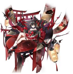Rule 34 | 1girl, :q, azur lane, bare shoulders, bat wings, black hair, claw (weapon), cross, full body, hair between eyes, hair ornament, highres, iron cross, lantern, long hair, looking at viewer, mechanical arms, miniskirt, multicolored hair, off shoulder, official alternate costume, official art, paper lantern, red hair, red skirt, single mechanical arm, skirt, socks, solo, streaked hair, tongue, tongue out, transparent background, two-tone hair, vilor, weapon, white socks, wide sleeves, wings, yellow eyes, z24 (azur lane), z24 (festival-going fiend) (azur lane)