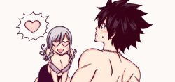 Rule 34 | 1boy, 1girl, breasts, fairy tail, gray fullbuster, juvia lockser, simple background, tagme