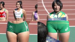 Rule 34 | 2girls, close-up, highres, japanese (nationality), looking at viewer, multiple girls, olympics, photo (medium), sportswear, tagme, thighs, v