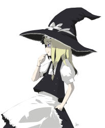 Rule 34 | 1girl, bad id, bad pixiv id, blonde hair, blue eyes, female focus, hat, inemuri uno, kirisame marisa, simple background, solo, touhou, witch, witch hat