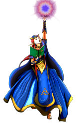 Rule 34 | 1girl, arm up, blue dress, book, dress, elf, closed eyes, full body, gloves, hand up, highres, holding, jewelry, magic, necklace, nintendo, open mouth, pointy ears, ponytail, princess zelda, red hair, solo, spell, the legend of zelda, tiara, triforce, zelda ii: the adventure of link