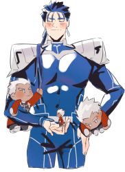 Rule 34 | 1boy, archer (fate), armor, blue hair, blush, character doll, chibi, cu chulainn (fate), doll, closed eyes, fate/stay night, fate (series), holding, holding doll, cu chulainn (fate/stay night), ponytail, smile, solo, stuffed toy