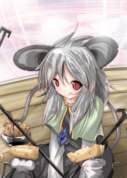 Rule 34 | 1girl, :q, alternate hairstyle, animal ears, blush, capelet, cheese, dowsing rod, female focus, food, grey hair, jewelry, long hair, long sleeves, mouse, mouse (animal), mouse ears, mouse tail, nazrin, pedodedo, pendant, red eyes, sitting, skirt, solo, tail, tongue, tongue out, touhou