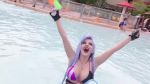 Rule 34 | 6+boys, animated, ass, bandolier, bikini, breasts, cosplay, inflatable shark, inflatable toy, jinx (league of legends), league of legends, multiple boys, music, nail polish, photo (medium), pool, seesaw, sound, swimsuit, video, water gun