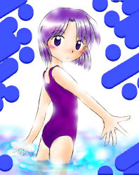 Rule 34 | 1990s (style), akazukin chacha, purple hair, standing, swimsuit, yakko