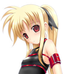 Rule 34 | 00s, 1girl, 40010prototype, blonde hair, blush, breasts, covered erect nipples, fate testarossa, fate testarossa (lightning form), hair ribbon, long hair, lyrical nanoha, mahou shoujo lyrical nanoha, mahou shoujo lyrical nanoha a&#039;s, red eyes, ribbon, small breasts, solo, twintails