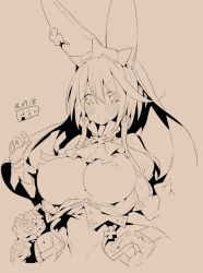 Rule 34 | 1girl, ascot, blush, breasts, breasts out, bridal veil, brown background, clover, dated, dress, elphelt valentine, fbc, flower, four-leaf clover, guilty gear, guilty gear xrd, hairband, highres, large breasts, lineart, long sleeves, nipples, no bra, open mouth, puffy long sleeves, puffy sleeves, rose, short hair, simple background, solo, spikes, veil