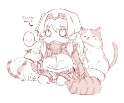 Rule 34 | ..., 1girl, 4others, an-94 (girls&#039; frontline), animal, animal ears, animal on lap, artist request, blush, cat, cuddling, dog ears, english text, girls&#039; frontline, gloves, group hug, headpat, highres, hug, multiple others, nuzzle, on lap, simple background, sleeping, speech bubble, white background, yuutama2804