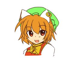 Rule 34 | 1girl, bad id, bad pixiv id, brown hair, chen, earrings, female focus, hat, jewelry, kachoo, looking at viewer, open mouth, portrait, short hair, simple background, single earring, smile, solo, touhou, upper body, white background