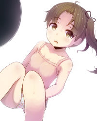 Rule 34 | 10s, 1girl, ayanami (kancolle), blush, brown eyes, brown hair, commentary request, kantai collection, looking at viewer, minarai shachou, side ponytail, simple background, solo, white background