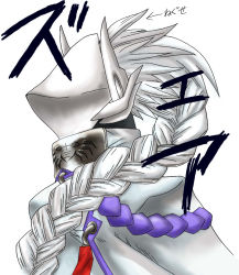 Rule 34 | akira-kai, arc system works, blazblue, blazblue: calamity trigger, braid, hakumen, male focus, mask, nu-13, solo, white hair