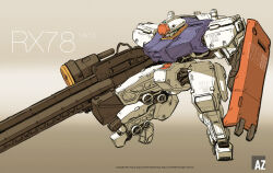 Rule 34 | character name, commentary, concept art, energy cannon, english commentary, gundam, highres, machinery, mecha, mobile suit, mobile suit gundam, no humans, original, photoshop (medium), redesign, robot, rx-78-2, science fiction, shield, signature, sketch