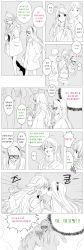 Rule 34 | 2girls, ahoge, bad id, bad pixiv id, blush, coat, comic, emphasis lines, closed eyes, glasses, hairband, hand on another&#039;s shoulder, hands in pockets, heart, highres, hoshii miki, idolmaster, idolmaster (classic), jewelry, kiss, korean text, left-to-right manga, long hair, minase iori, monochrome, multiple girls, necklace, profile, rod (rod4817), star (symbol), surprised, sweatdrop, wide-eyed, yuri