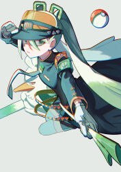 Rule 34 | 1girl, 6o2 (rokumaruni), absurdres, armband, black coat, coat, commentary, creatures (company), detached sleeves, fighting miku (project voltage), food, game freak, gen 8 pokemon, gloves, green armband, hand on headwear, hatsune miku, highres, holding, holding food, holding spring onion, holding vegetable, long hair, looking at viewer, multicolored hair, necktie, nintendo, poke ball, pokemon, pokemon (creature), project voltage, simple background, single detached sleeve, sirfetch&#039;d, spring onion, thighhighs, twintails, vegetable, very long hair, visor cap, vocaloid, white gloves, white hair, white necktie, white thighhighs