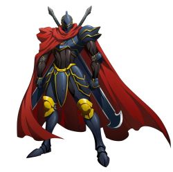 Rule 34 | 1boy, ainz ooal gown, armor, full body, langrisser, langrisser mobile, momon (overlord), official art, overlord (maruyama), simple background, solo, standing, sword, weapon